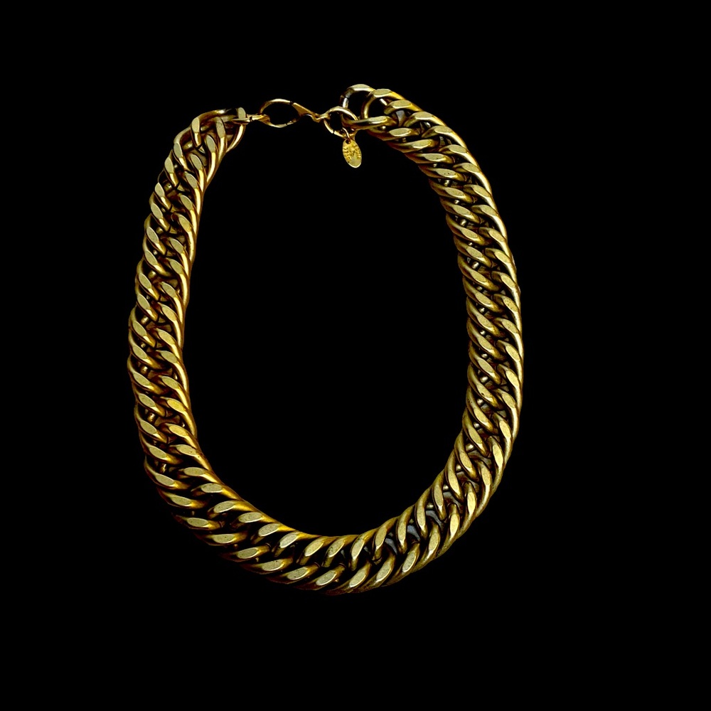 Erwin Pearl Vintage Gold Tone Chunky Necklace 16 Inches Long